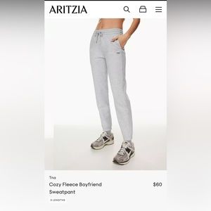 Aritzia TNA cozy freeze boyfriend sweat pant joggers grey size Medium
